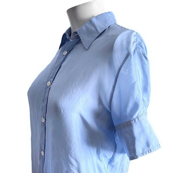 Vintageโ90โs DOLCE & GABBANA White Label Baby Blue Button Down Blouse - Picture 4 of 14